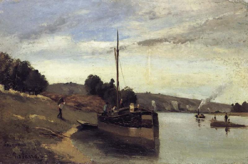 Camille Pissarro Barge on the Seine Peniche sur la Seine oil painting image